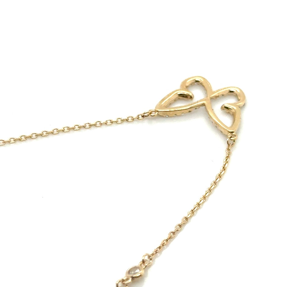 New 14k Yellow Gold Cubic Zirconia Butterfly Necklace