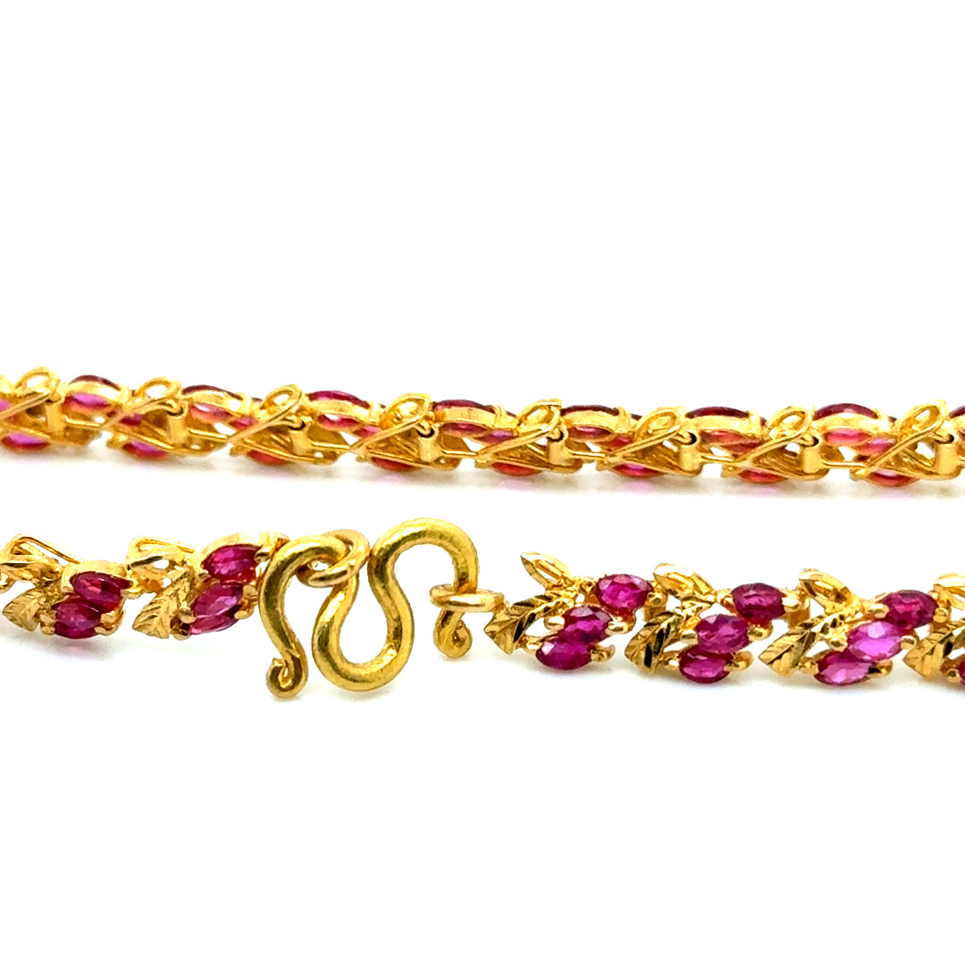 New 22k Yellow Gold Ruby Bracelet