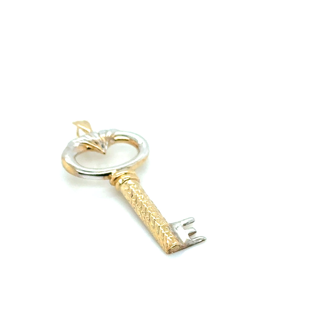 14k Yellow and White Gold Key Pendant