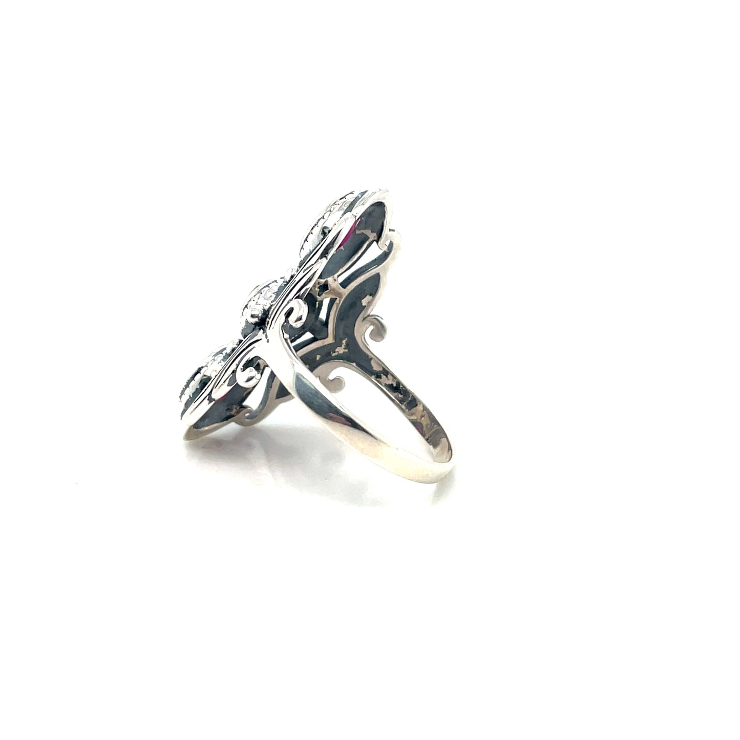 Ruby 3 Stone Ring in Sterling Silver