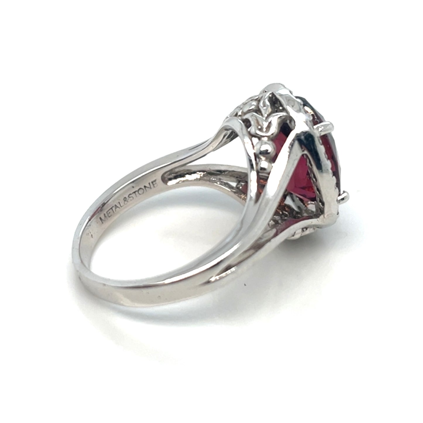 14k White Gold Pink Tourmaline and Diamonds Ring