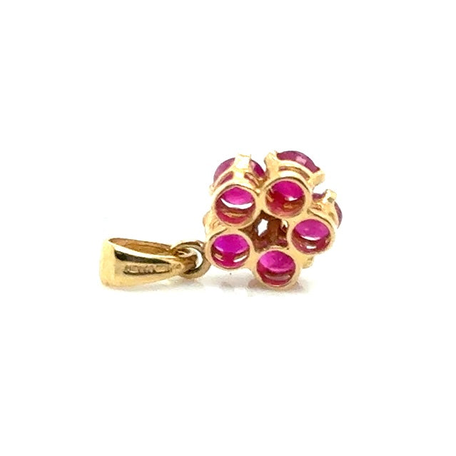 New 14k Yellow Gold Ruby and Diamond Pendant