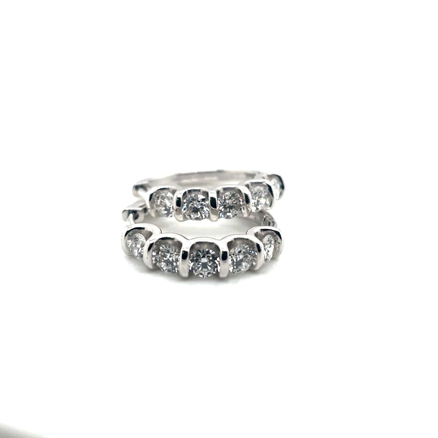 14k White Gold 1.5 CT TW SVD Diamonds Hoop Earrings