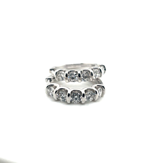 14k White Gold 1.5 CT TW SVD Diamonds Hoop Earrings