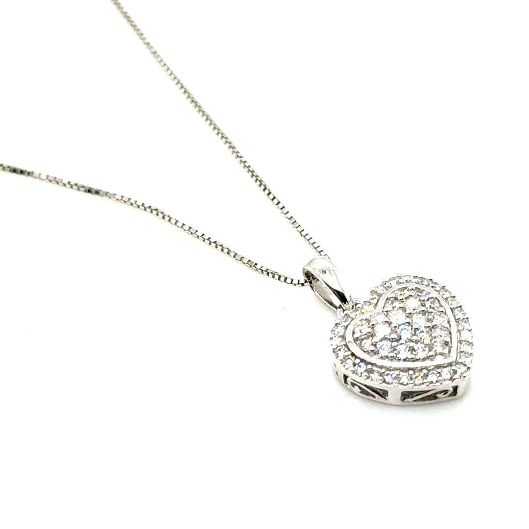 14k White Gold 0.60 CT TW Diamond Heart Pendant
