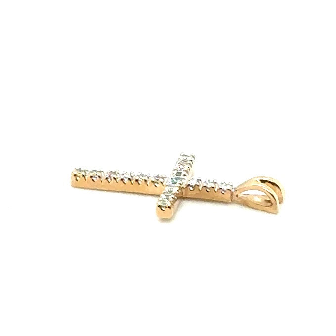 New 14k Yellow Gold 0.35 CT TW Diamond Cross Pendant