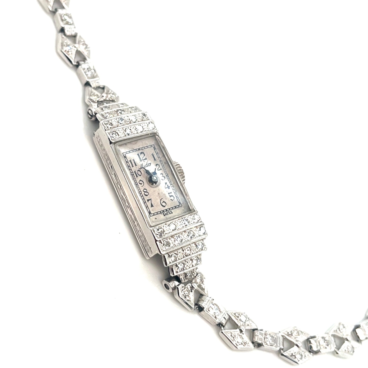 Antique Mido 14k Stainless Steel Diamonds Lady’s Watch