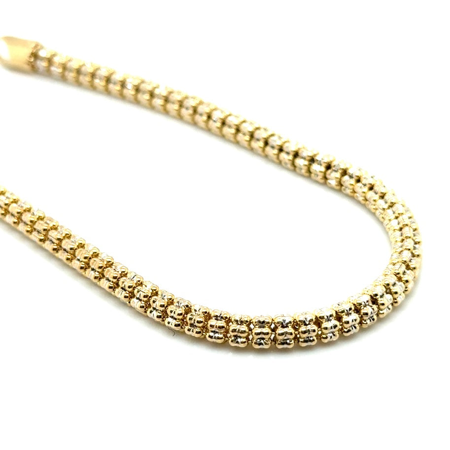 New 14k Yellow and White Gold Round Diamond Cut Style Men’s Bracelet