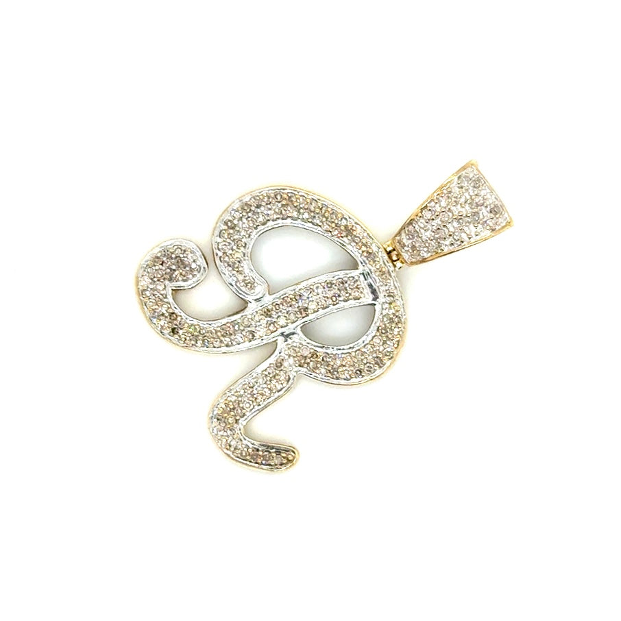 10k Yellow Gold 1.2 CT TW Diamond Letter “R” Pendant