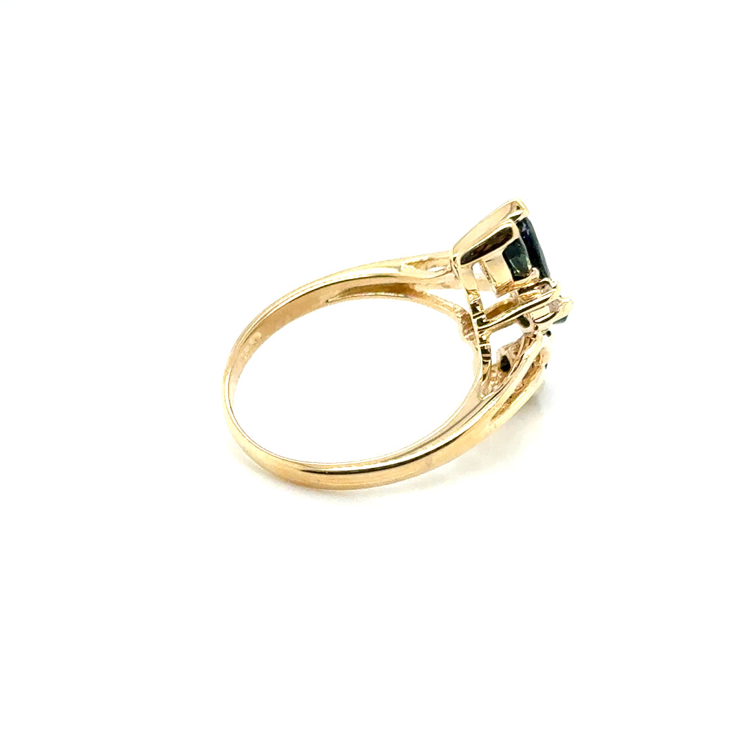 14k Yellow Gold  Sapphire and Diamond Ring