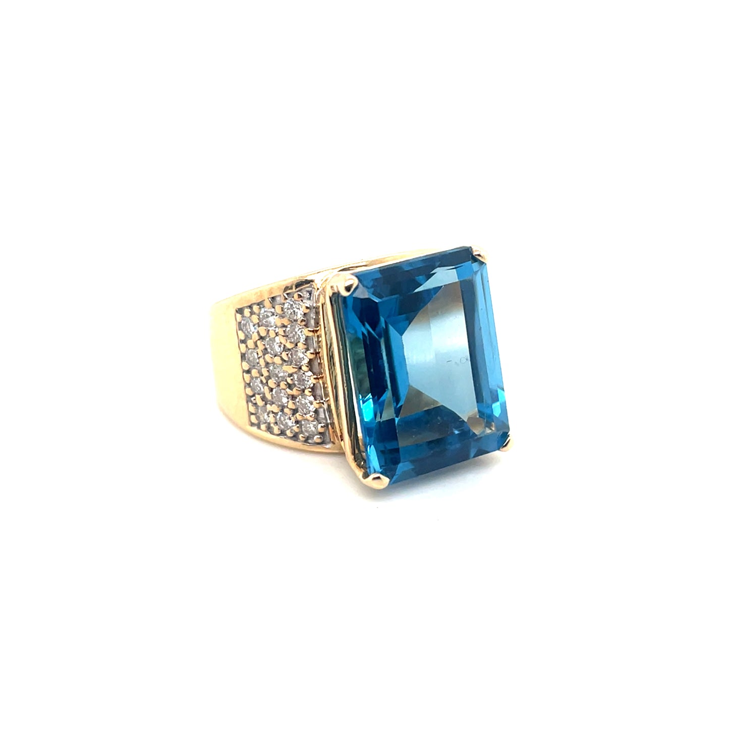 14k Yellow Gold Swiss Blue Topaz and 0.60 CT TW Diamonds Ring