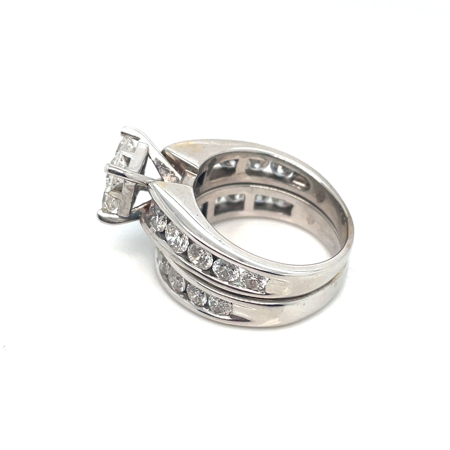 14k White Gold Engagement and Wedding Band 3.70 CT TW Diamonds Rings