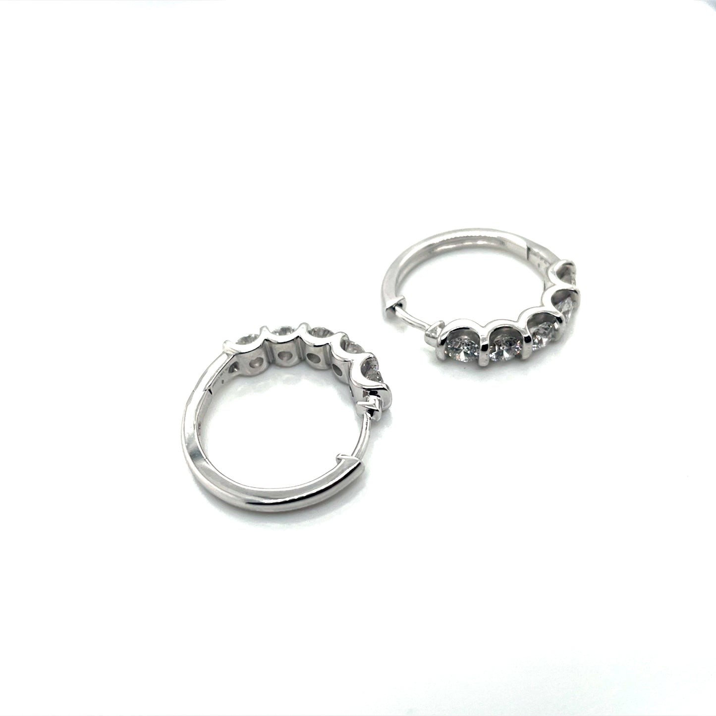 14k White Gold 1.5 CT TW SVD Diamonds Hoop Earrings