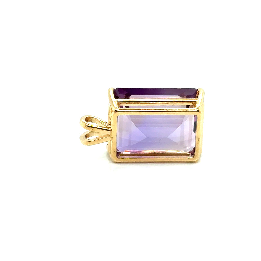 New 14k Yellow Gold Genuine Amethyst Pendant