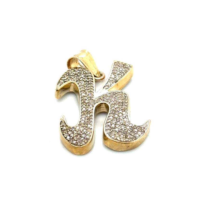 14k Yellow Gold 1.40 CT TW Diamond Letter “K” Pendant