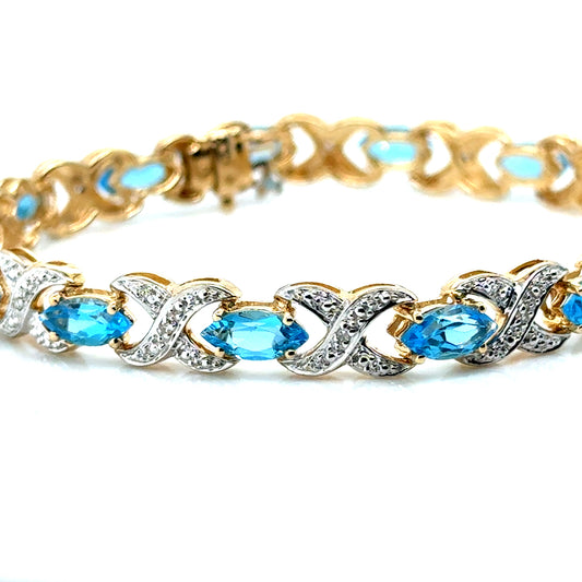 New 10k Yellow Gold Topaz & Diamond Women’s Bracelet