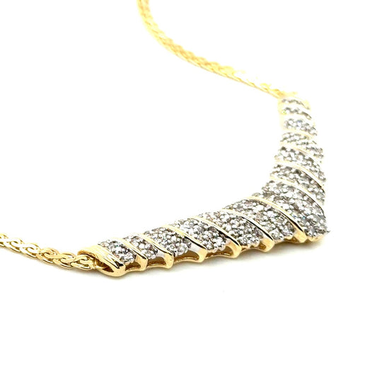 New 14k Yellow Gold Made in Italy 3 CT TW Diamond Necklace