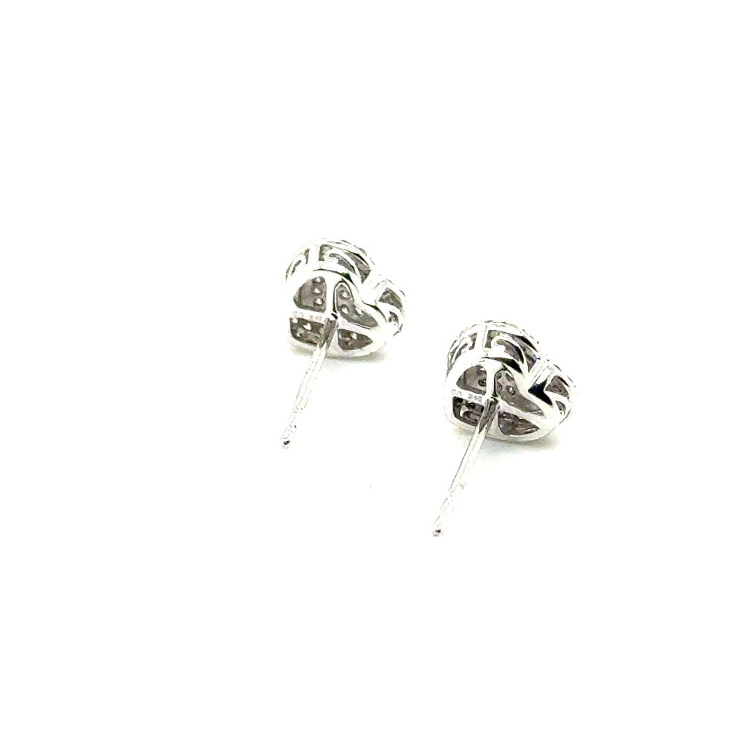 14k White Gold 1.30 CT TW Diamond Heart Earrings