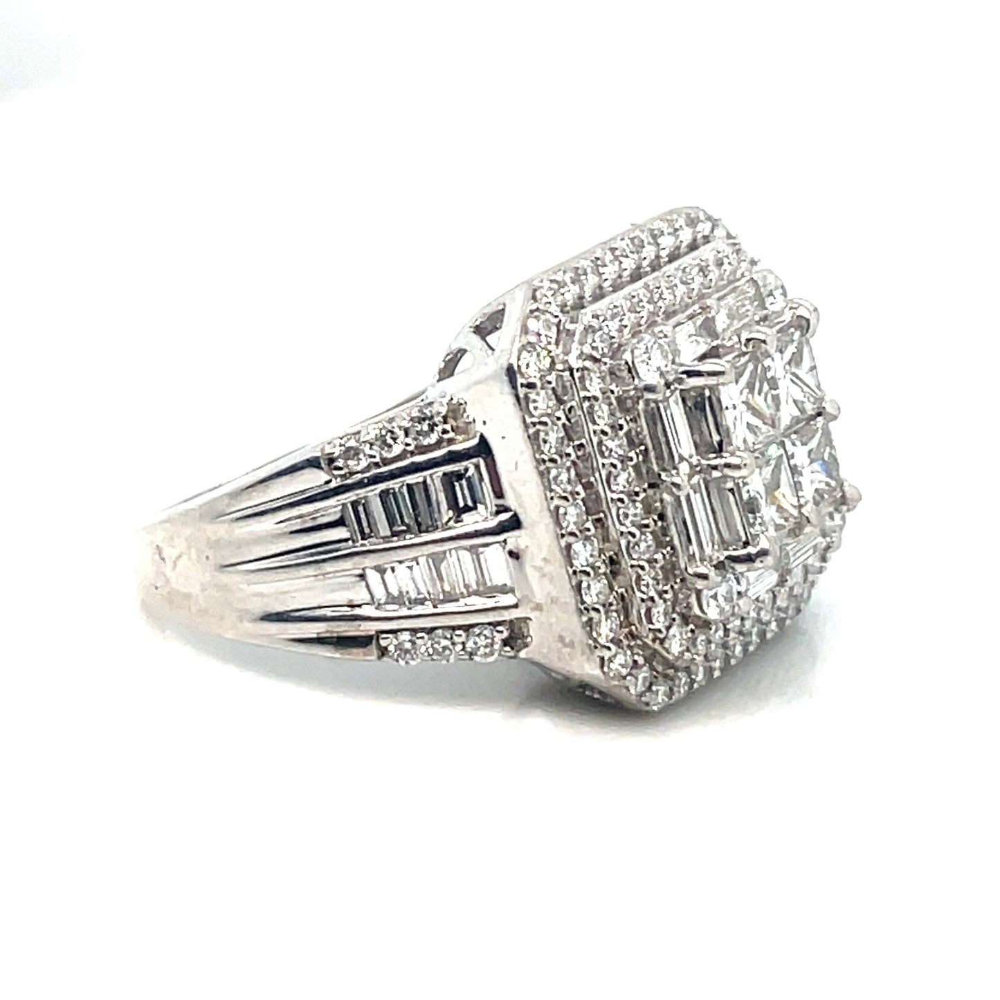 14k White Gold Engagement 3.30 CT TW Diamonds Ring