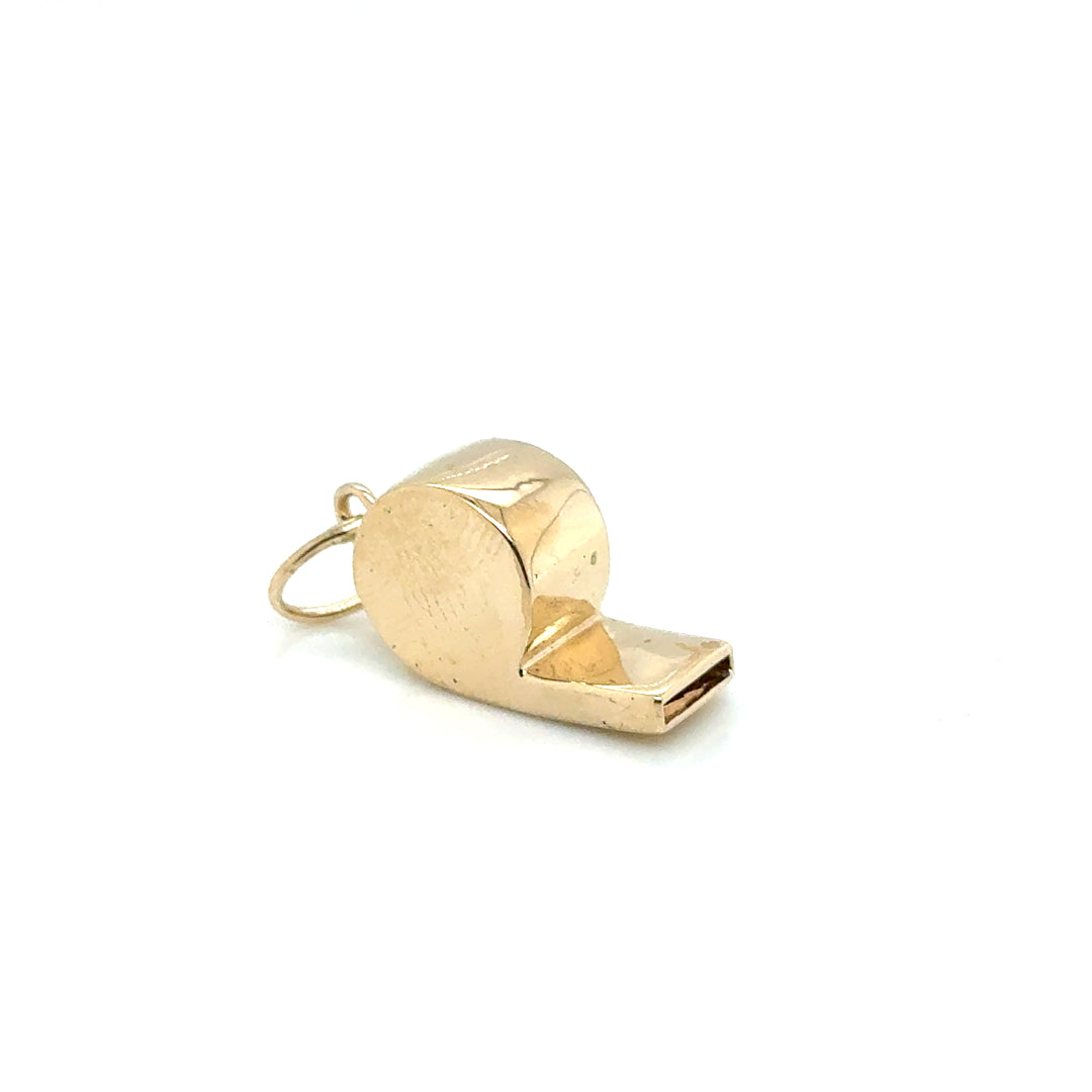 New 14k Yellow Gold Whistle Pendant