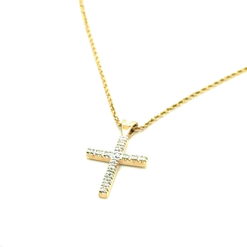 14k Yellow Gold 0.35 CT TW Diamond Cross Pendant