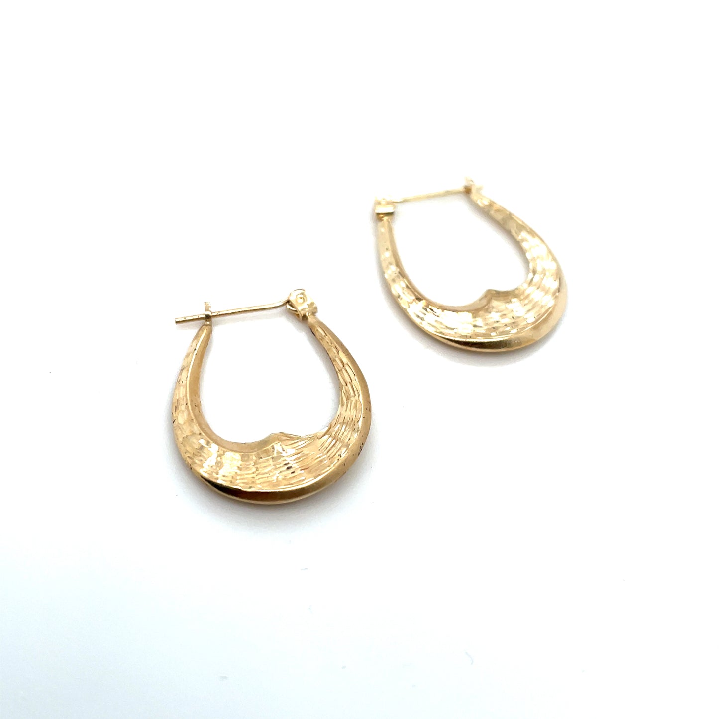 Vintage 14k Yellow Gold Oval Hoop Earrings