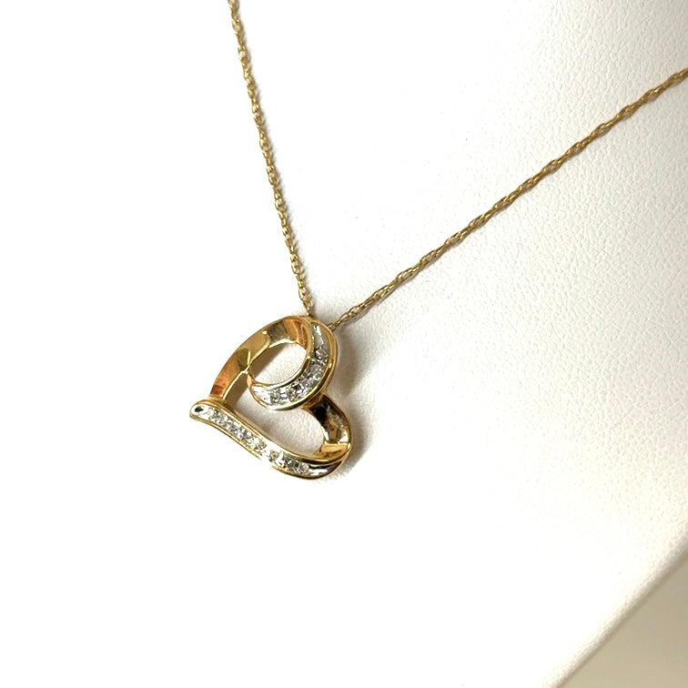 10k Yellow Gold Diamond Heart Pendant