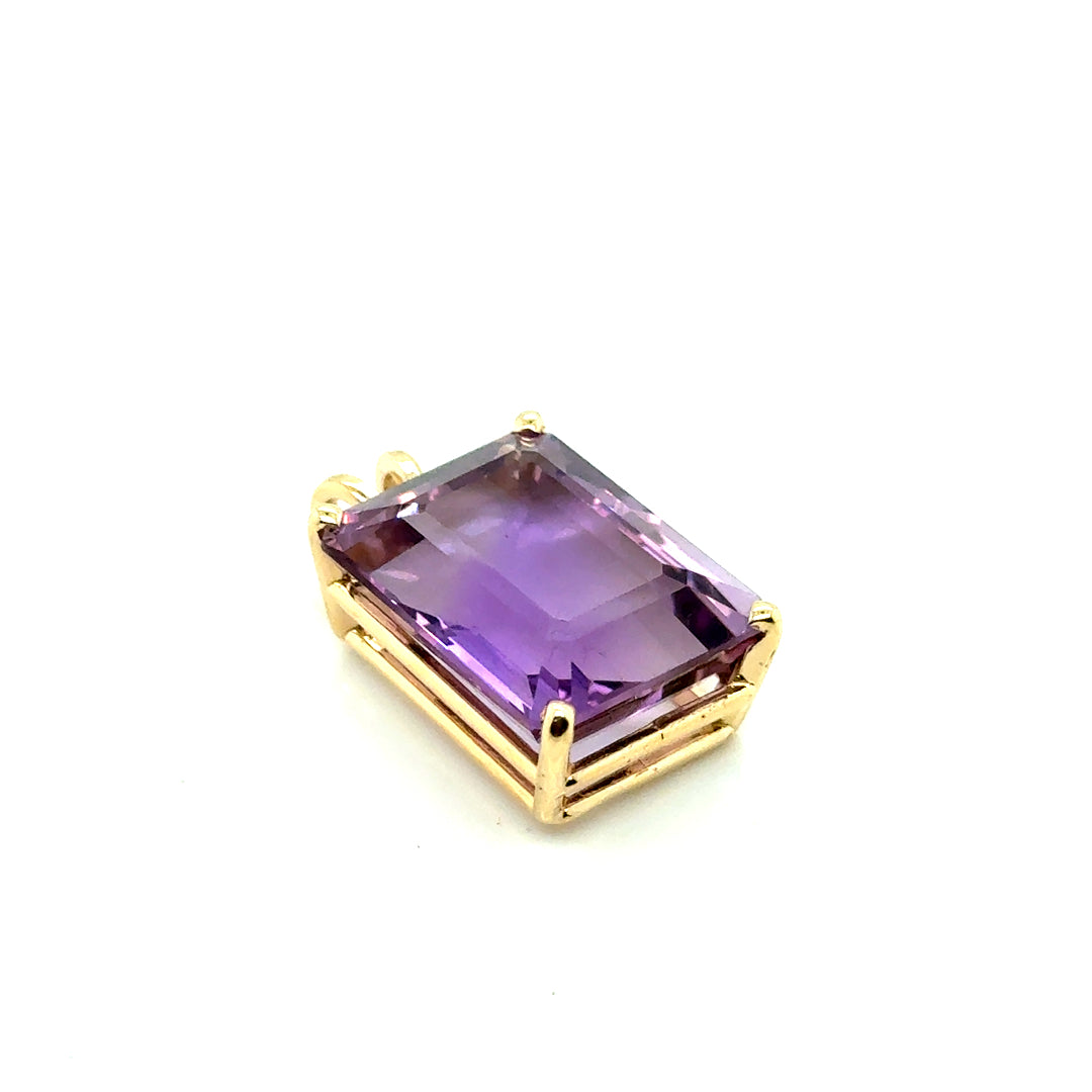 New 14k Yellow Gold Genuine Amethyst Pendant