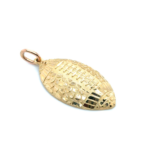 New 14k Yellow Gold Rugby Ball Pendant