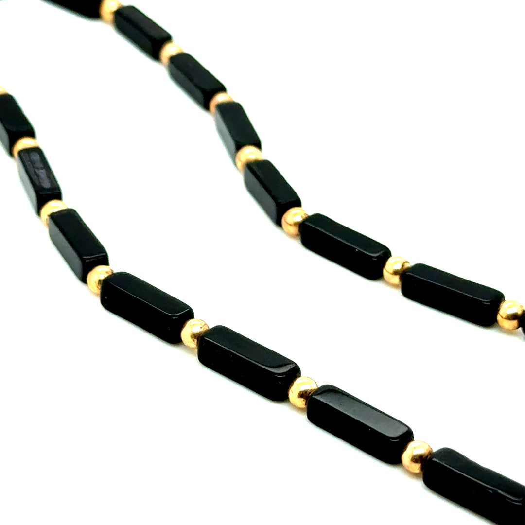 14k Yellow Gold Black Onyx Necklace