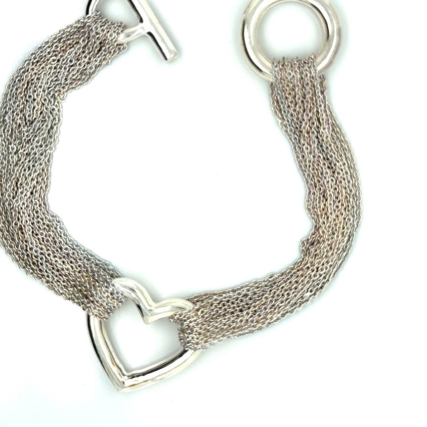 Authentic Tiffany & Co. Sterling Silver Heart Toggle Bracelet