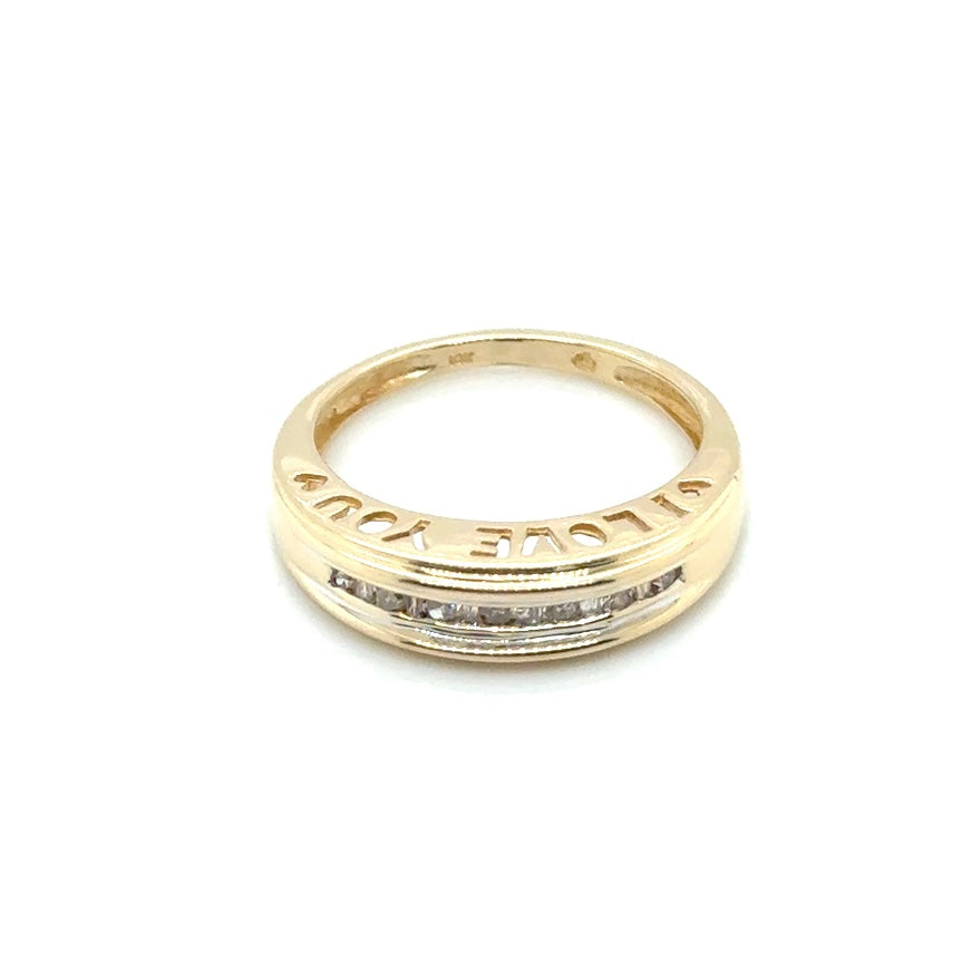New 10k Yellow Gold Diamond “ I love You” Ring