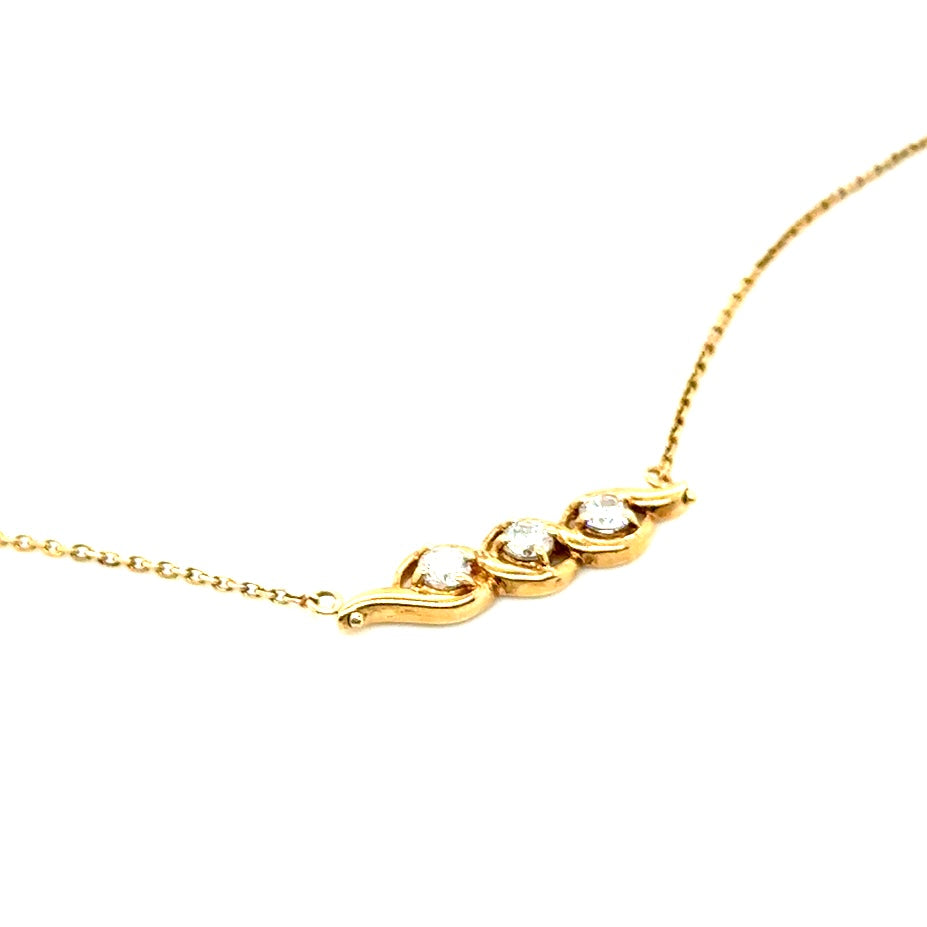 14k Yellow Gold CZ Necklace