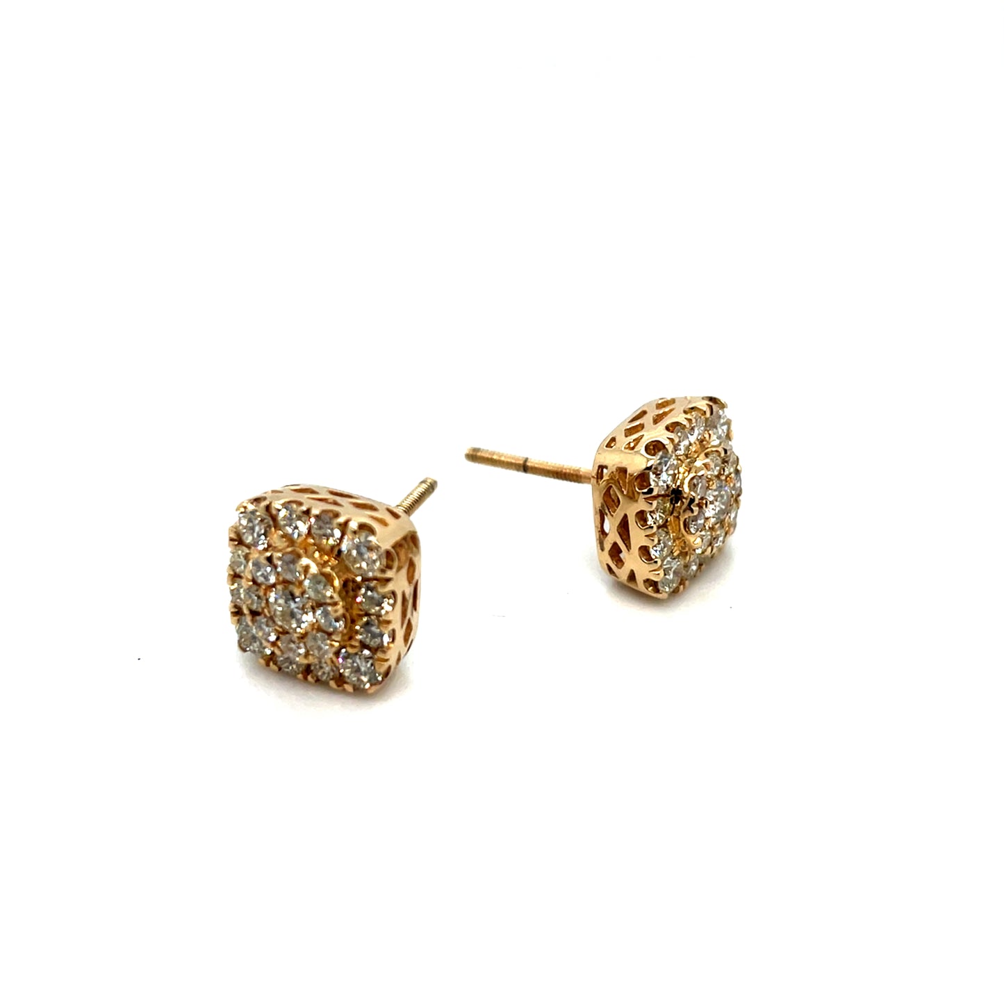 14k Yellow Gold 1.15 CT TW Diamonds Square Earrings