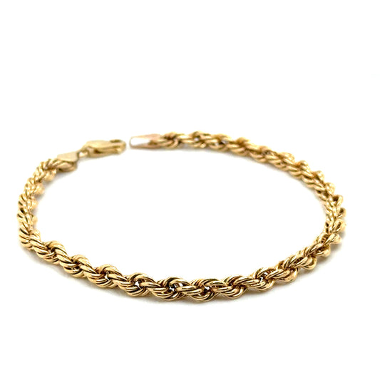 New 10k Yellow Gold Italy Men’s Rope Chain Bracelet