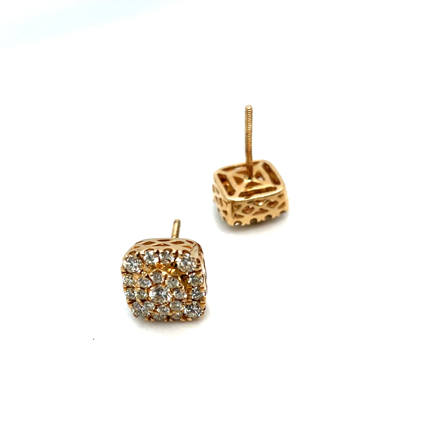 14k Yellow Gold 1.15 CT TW Diamonds Square Earrings