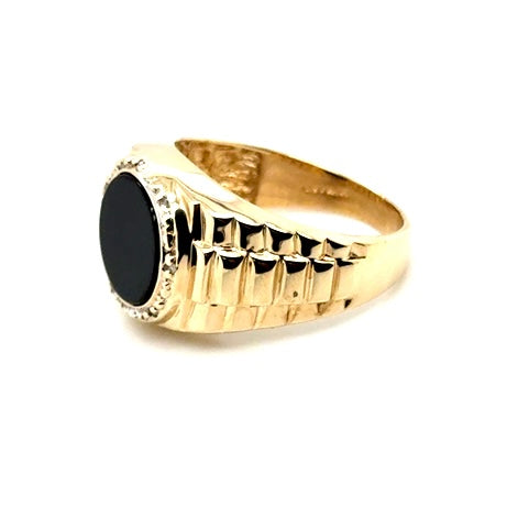 10k Yellow Gold Onyx and Diamonds Men’s Ring