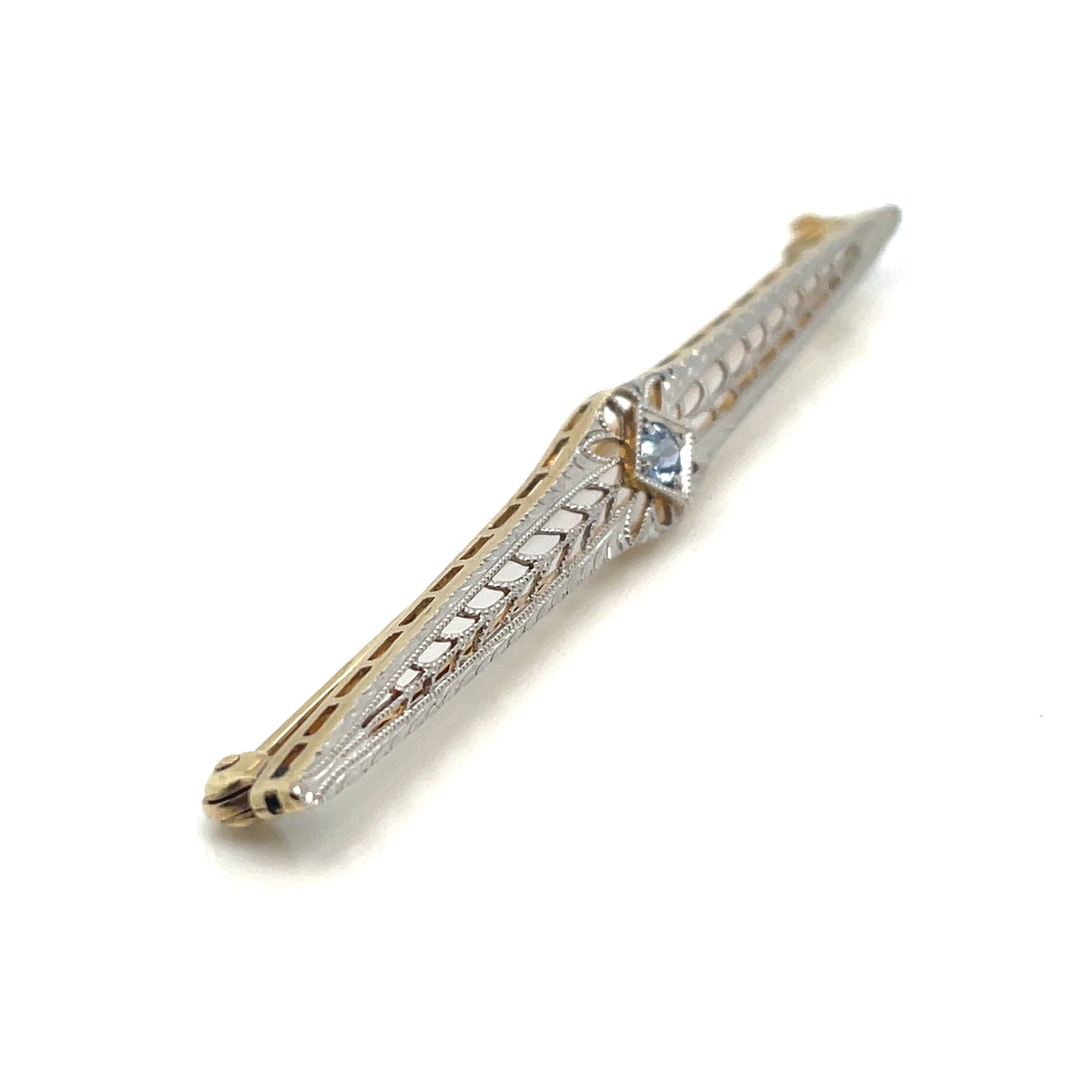 14k Yellow and White Gold Sapphire Pin