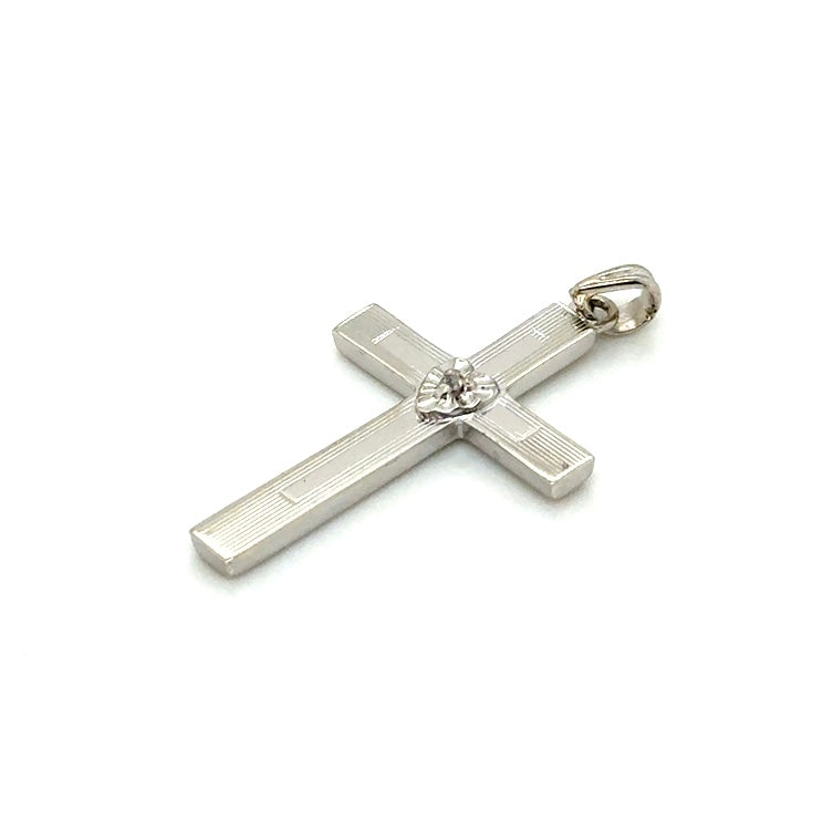14k White Gold Diamond Cross Pendant