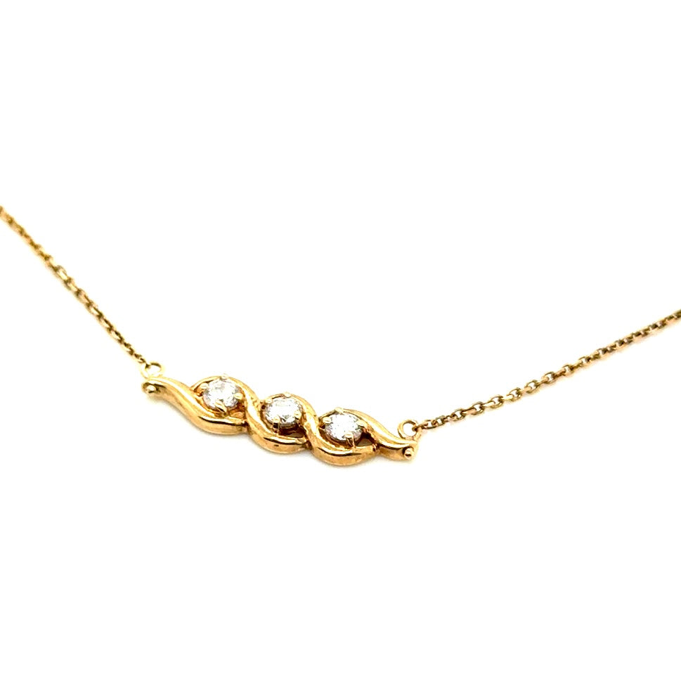 14k Yellow Gold CZ Necklace