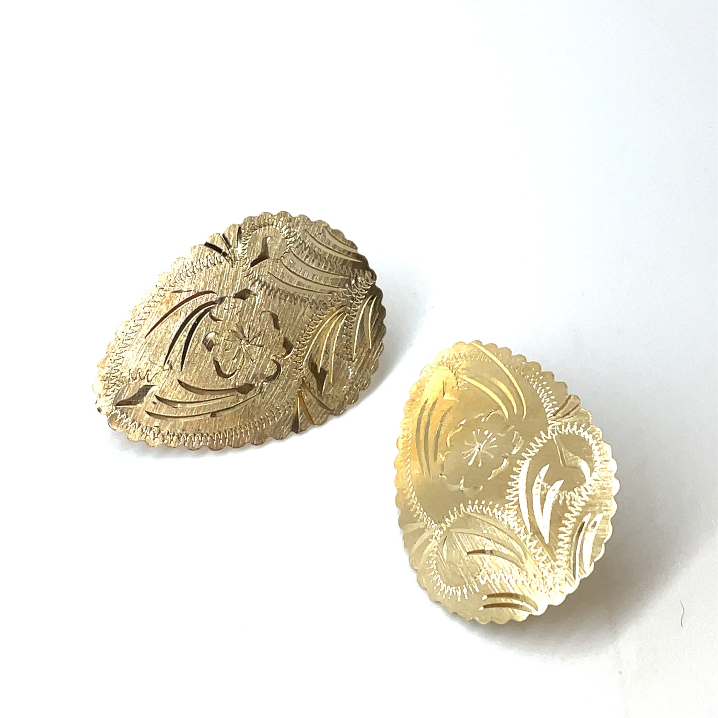 Vintage Floral 14k Yellow Gold Earrings