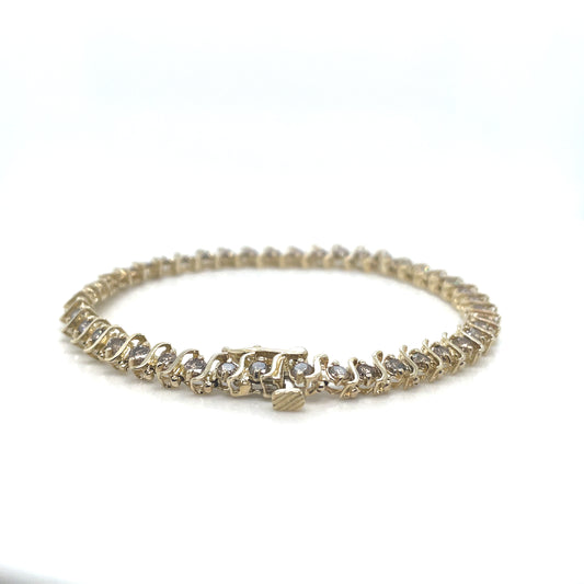 14k Yellow Gold 2.2 CT TW Shampagne Diamonds Bracelet