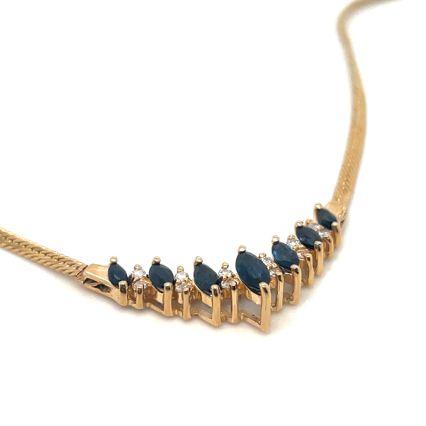 14k Yellow Gold Sapphire and 0.25 CT TW Diamond Necklace