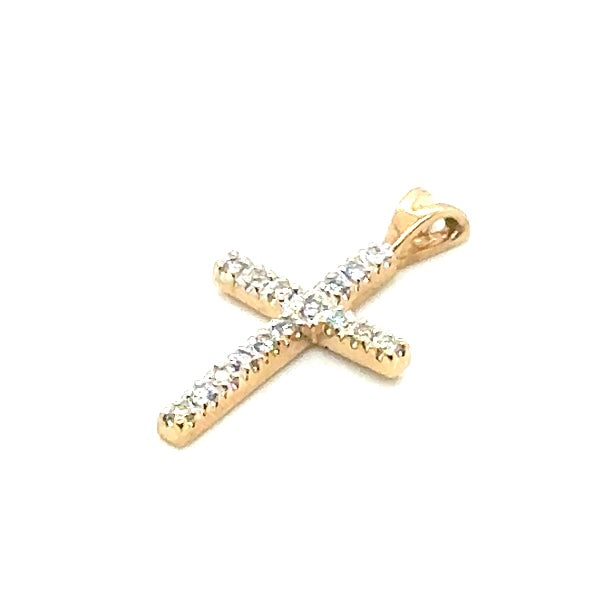 14k Yellow Gold 0.35 CT TW Diamond Cross Pendant