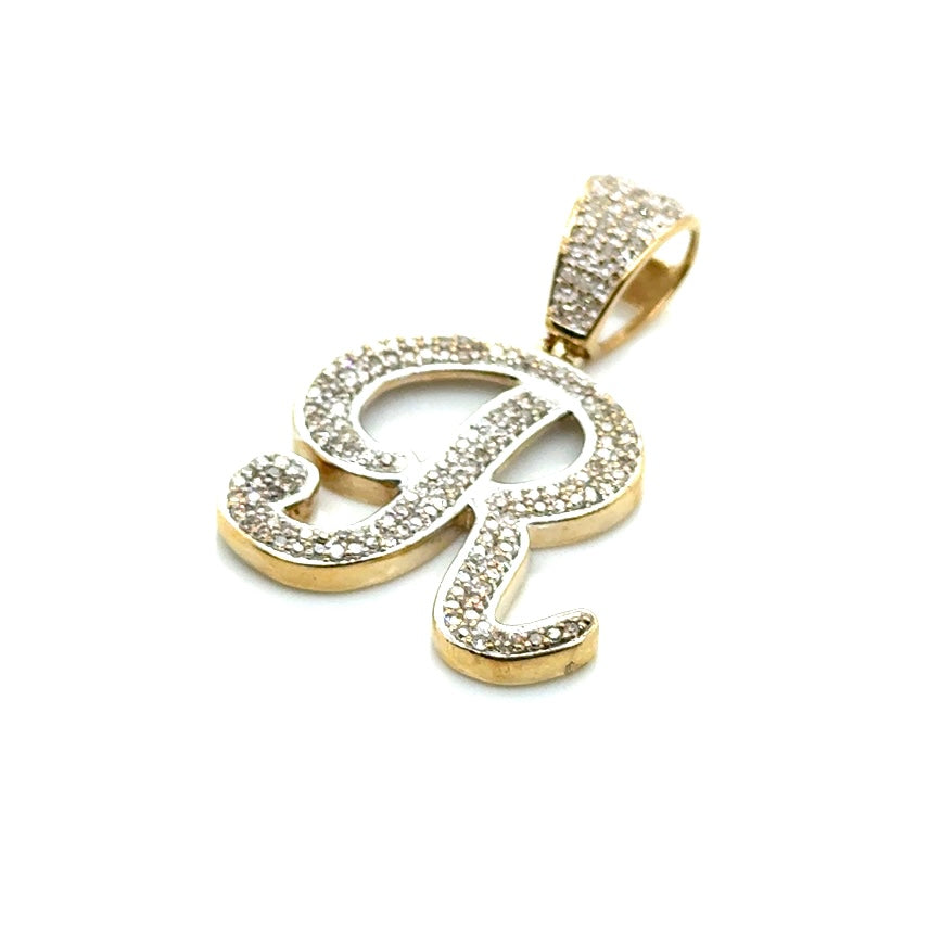 10k Yellow Gold 1.2 CT TW Diamond Letter “R” Pendant