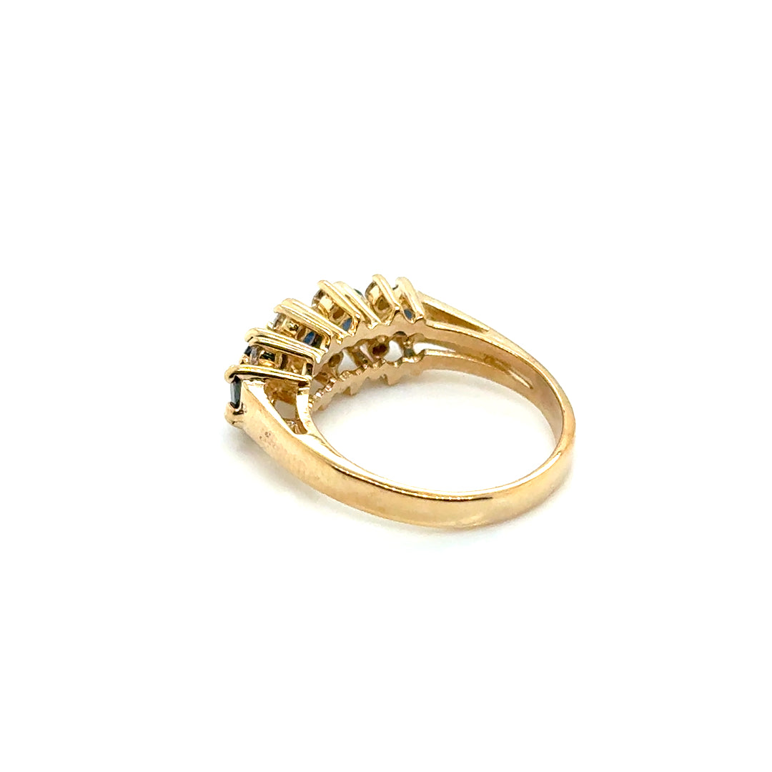 14k Yellow Gold Sapphire and Diamond Ring
