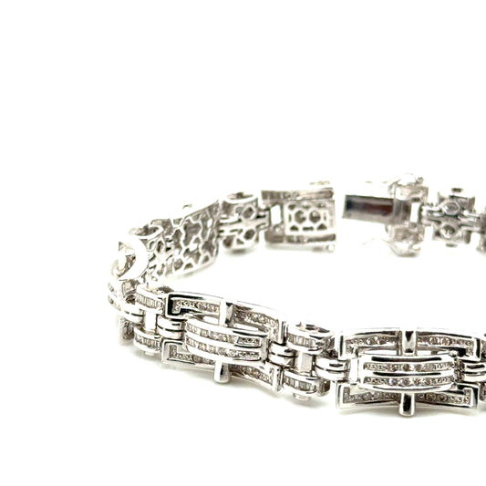 New 14k White Gold 3 CT TW Diamond Men’s Bracelet