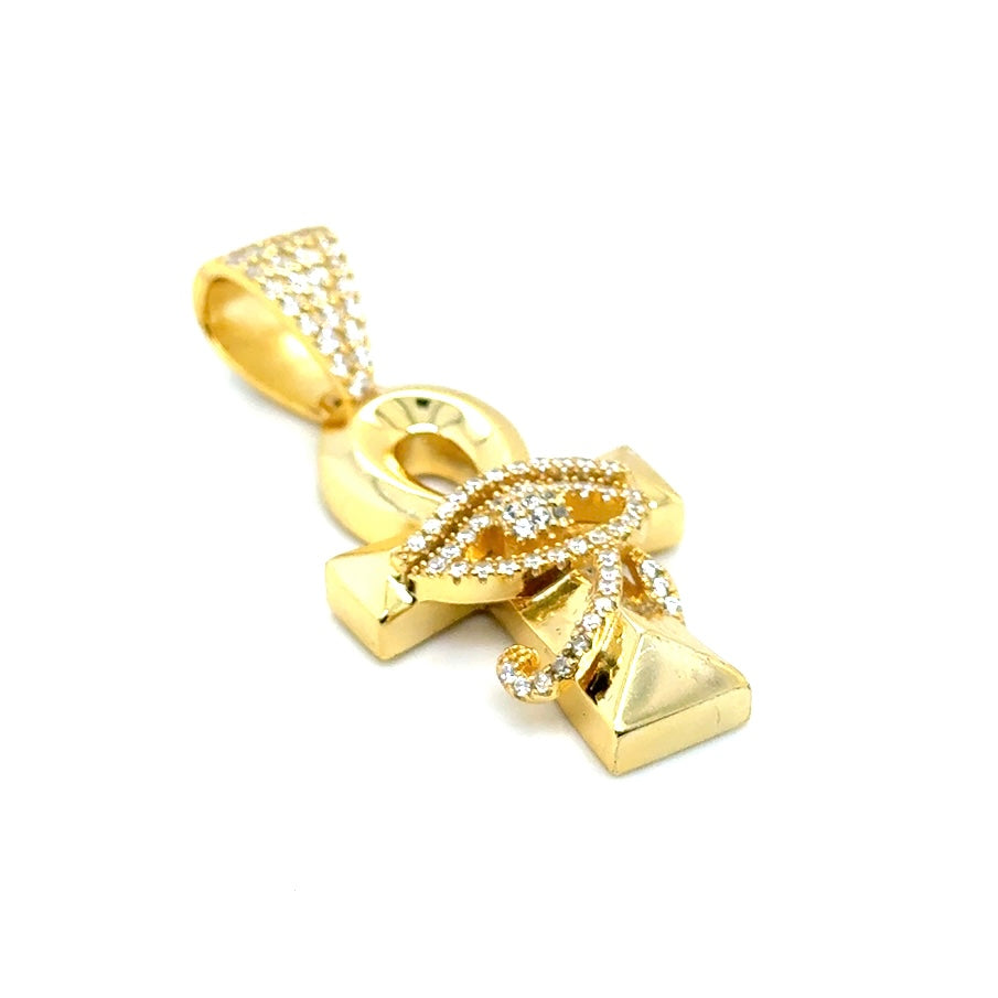 925 Gold Plated Eye of Horus CZ Pendant