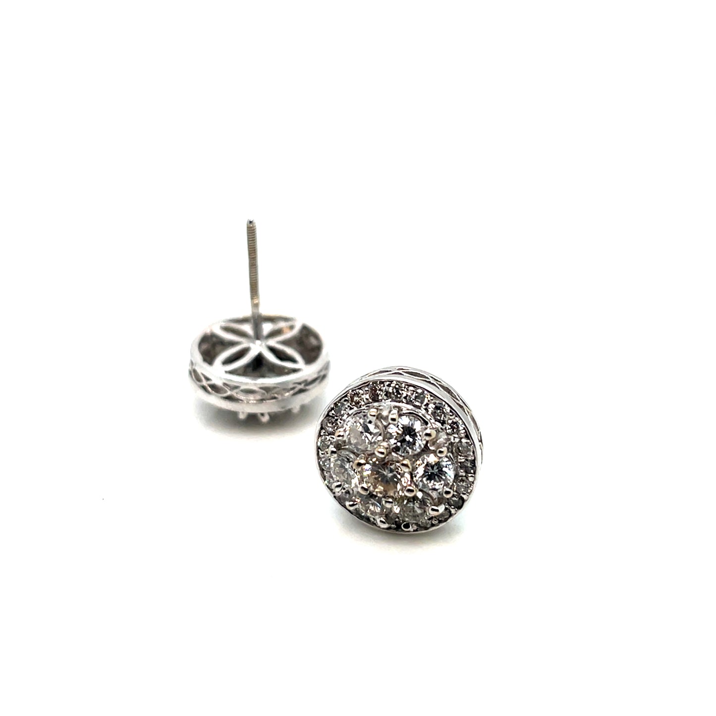 14k White Gold Circle 1.6 CT TW Diamonds Earrings