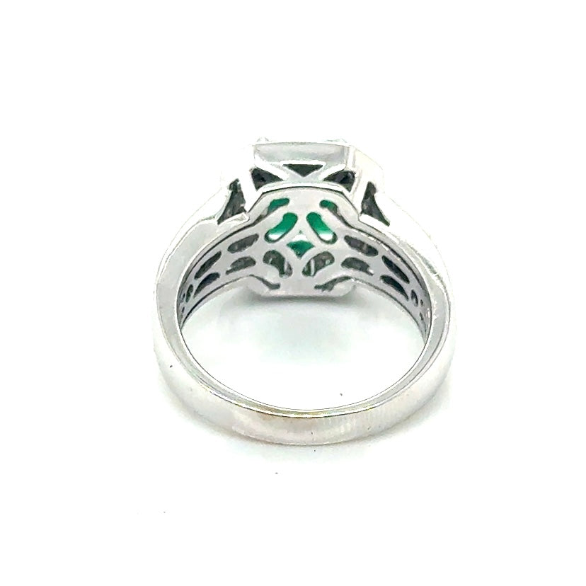 14k White Gold 1.25 CT TW Diamond & Genuine Emerald Ring